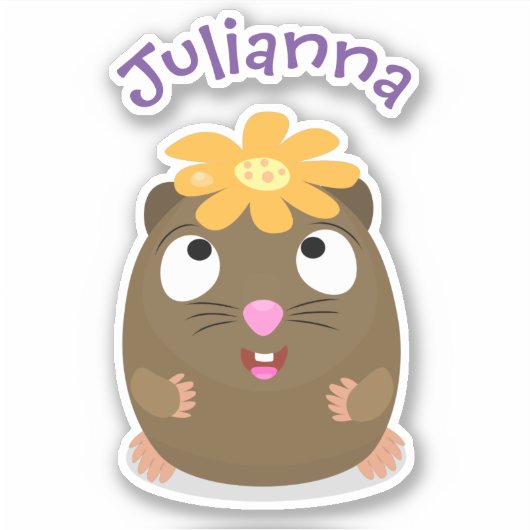 Cute guinea pig cartoon illustratie sticker (Voorkant)
