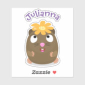 Cute guinea pig cartoon illustratie sticker (Vel)