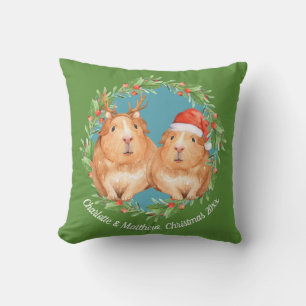 Cute Guinea Pig Couple Kerstmis Kussen