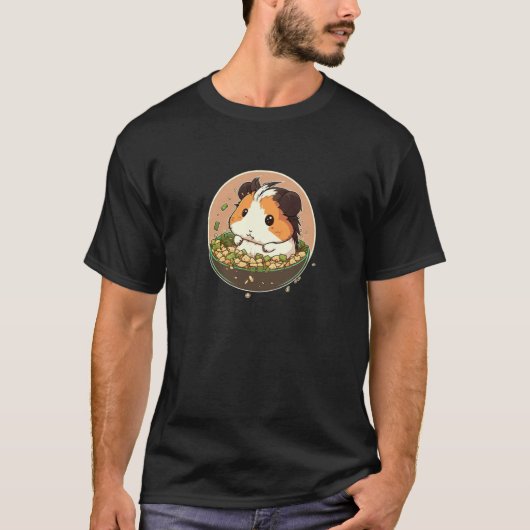 Cute Guinea Pig Devours Tofu Salad T-shirt (Voorkant)
