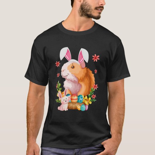 Cute Guinea Pig Easter Day Bunny Eggs Easter Costu T-shirt (Voorkant)