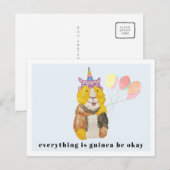 Cute Guinea Pig. en Balloons | Oké Briefkaart (Voorkant / Achterkant)