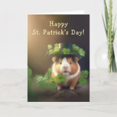 Cute Guinea Pig en Leafy Greens St. Patrick's Day Feestdagen Kaart (Voorkant)