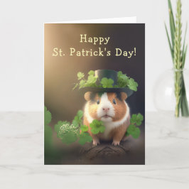 Cute Guinea Pig en Leafy Greens St. Patrick's Day Feestdagen Kaart
