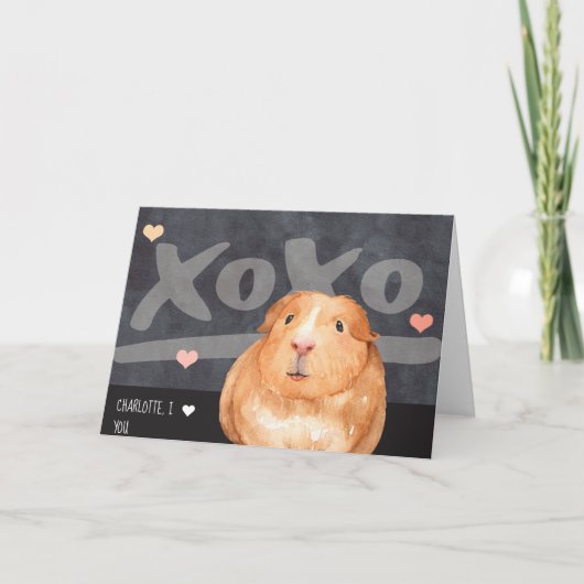 Cute Guinea Pig Gepersonaliseerde Valentijnsdag Feestdagen Kaart (Voorkant)
