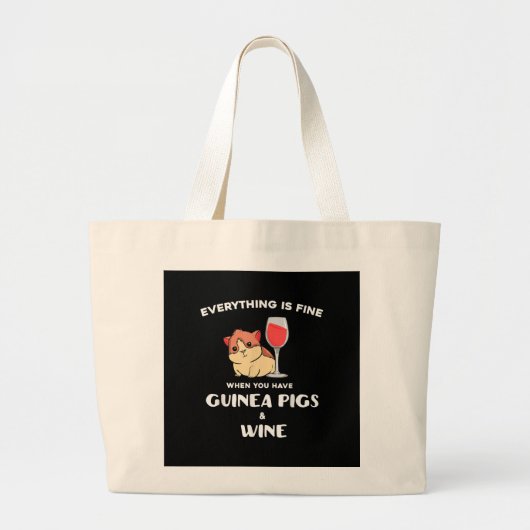 Cute Guinea Pig Gift Wine Lover Grote Tote Bag (Voorkant)