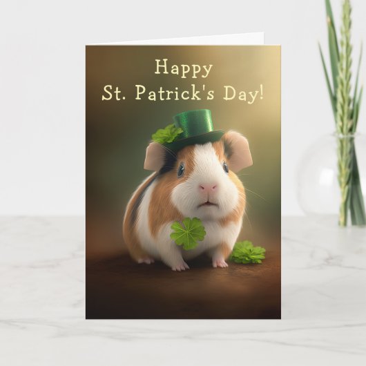 Cute Guinea Pig Good Tidings St. Patrick's Day Feestdagen Kaart (Voorkant)