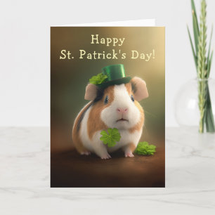 Cute Guinea Pig Good Tidings St. Patrick's Day Feestdagen Kaart