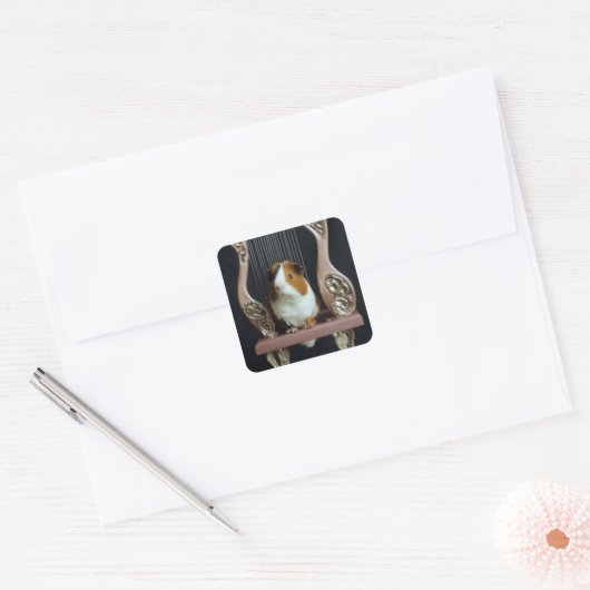 Cute Guinea Pig Harp Sticker (Envelop)