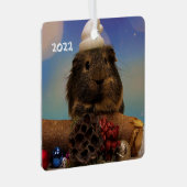 Cute Guinea Pig in een Santa Hat Metalen Ornament (Voorkant Rechts)