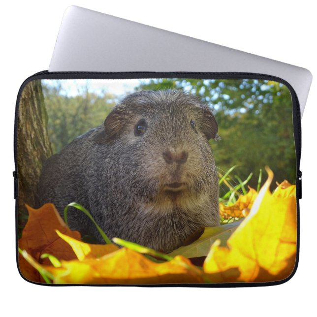 Cute Guinea Pig in Natuur Laptop Sleeve (Voorkant)