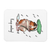 Cute Guinea Pig Keep Smiling Rain Dancing Cartoon Magneet (Horizontaal)