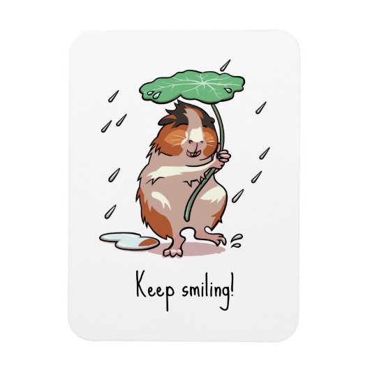 Cute Guinea Pig Keep Smiling Rain Dancing Cartoon Magneet (Verticaal)