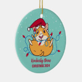 Cute Guinea Pig Kerstmis Snowy Winter Holiday Keramisch Ornament (Rechts)