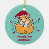 Cute Guinea Pig Kerstmis Snowy Winter Holiday Keramisch Ornament (Voorkant)