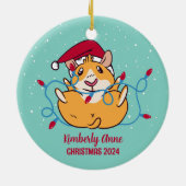 Cute Guinea Pig Kerstmis Snowy Winter Holiday Keramisch Ornament (Achterkant)