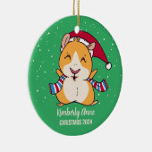 Cute Guinea Pig Kerstmis Snowy Winter Holiday Keramisch Ornament (Rechts)