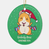 Cute Guinea Pig Kerstmis Snowy Winter Holiday Keramisch Ornament (Links)