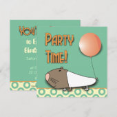 Cute Guinea Pig Kids Birthday Party Invitation Kaart (Voorkant / Achterkant)