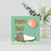 Cute Guinea Pig Kids Birthday Party Invitation Kaart (Staand voorkant)
