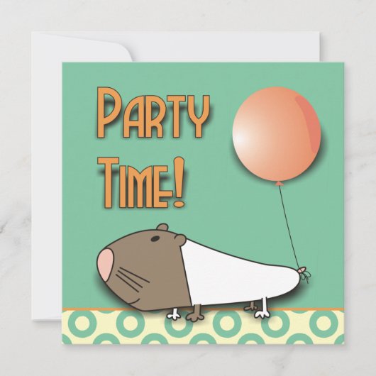 Cute Guinea Pig Kids Birthday Party Invitation Kaart (Voorkant)