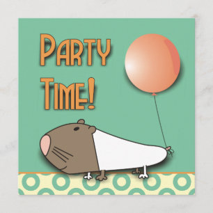 Cute Guinea Pig Kids Birthday Party Invitation Kaart