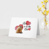 Cute Guinea Pig Love Hearts Valentijnsdag Kaart (Gele Bloem)