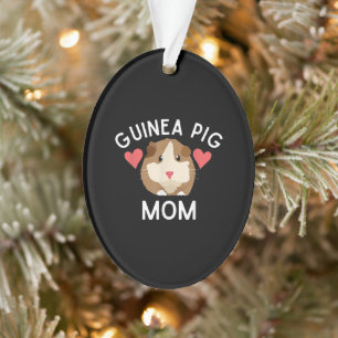Cute Guinea Pig mam Lover Gift Red Hearts Funny Ornament