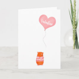 Cute guinea pig met een ballonkaartje voor Valenti Kaart