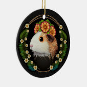 Cute guinea pig met een kroon van primrozen keramisch ornament (Rechts)