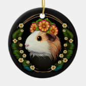 Cute guinea pig met een kroon van primrozen keramisch ornament (Voorkant)