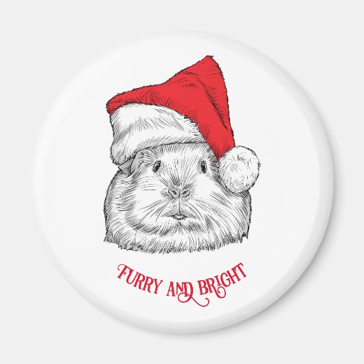 Cute Guinea Pig met pet voor kerstmis, furry & bri Magneet (Voorkant)