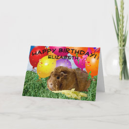 Cute Guinea Pig Party Balloons Child's Custom Kaart