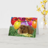 Cute Guinea Pig Party Balloons Child's Custom Kaart (Gele Bloem)
