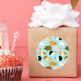 Cute Guinea Pig Pattern Ronde Sticker