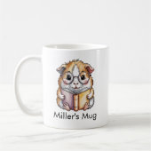 Cute Guinea Pig Reading a Book Custom Koffiemok (Links)