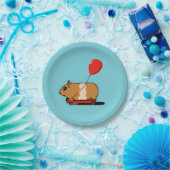 Cute Guinea Pig Riding a Cart Ballon Papieren Bordje (Feest)