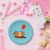 Cute Guinea Pig Riding a Cart Ballon Papieren Bordje (Feest)