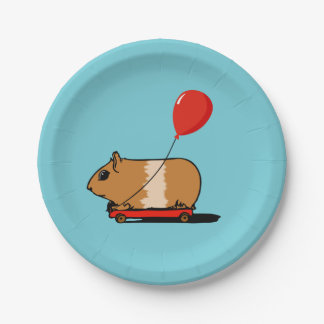 Cute Guinea Pig Riding a Cart Ballon Papieren Bordje