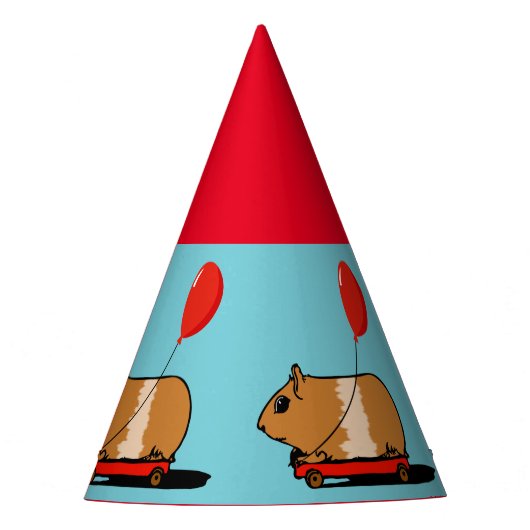 Cute Guinea Pig Riding a Cart Party Pet Feesthoedjes (Voorkant)