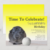 Cute Guinea Pig Volleyball Aangepaste verjaardag Kaart (Voorkant / Achterkant)