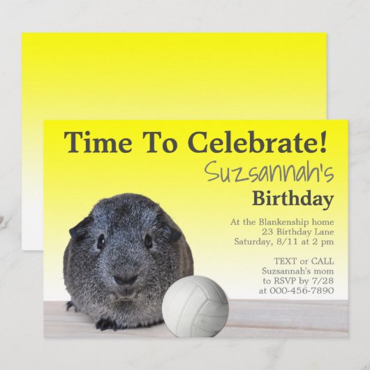 Cute Guinea Pig Volleyball Aangepaste verjaardag Kaart (Voorkant / Achterkant)