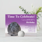 Cute Guinea Pig Volleyball Aangepaste verjaardag Kaart (Staand voorkant)