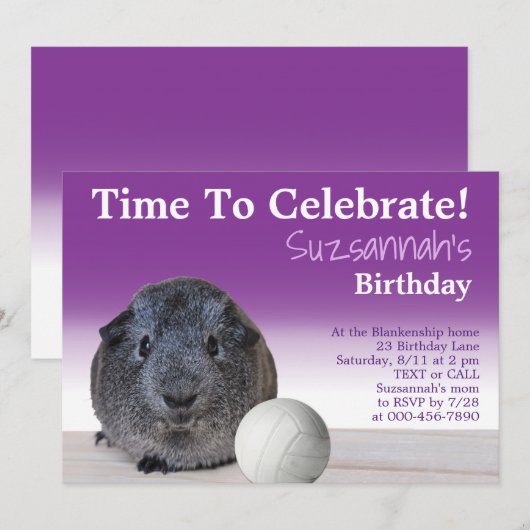 Cute Guinea Pig Volleyball Aangepaste verjaardag Kaart (Voorkant / Achterkant)