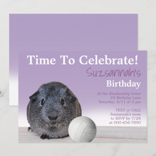 Cute Guinea Pig Volleyball Aangepaste verjaardag Kaart (Voorkant / Achterkant)