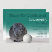 Cute Guinea Pig Volleyball Aangepaste verjaardag Kaart (Voorkant / Achterkant)