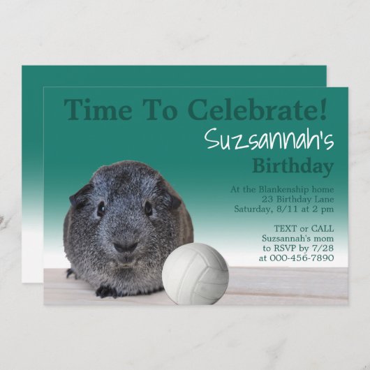 Cute Guinea Pig Volleyball Aangepaste verjaardag Kaart (Voorkant / Achterkant)