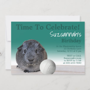 Cute Guinea Pig Volleyball Aangepaste verjaardag Kaart