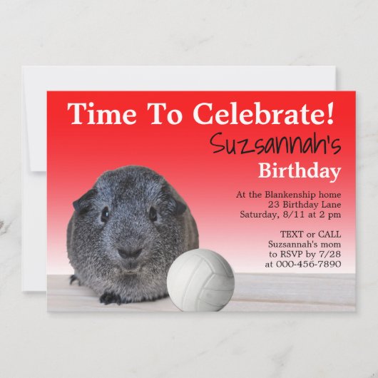 Cute Guinea Pig Volleyball Aangepaste verjaardag Kaart (Voorkant)