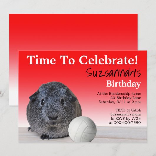 Cute Guinea Pig Volleyball Aangepaste verjaardag Kaart (Voorkant / Achterkant)
